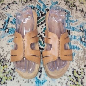 Earth Origins‎ Lyndon Leah In Amber Yellow Slip On Leather Sandals Size 10 Women